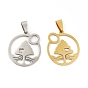 201 Stainless Steel Pendants, Ring with Tree