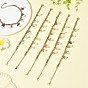 Natural Gemstone Chip and Shell Pearl Beads Tassel 304 Stainless Steel Figaro Chain Bracelets, Golden