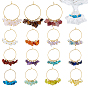 30 piezas 15 colores naturales y sintéticos, piedras preciosas mixtas y dijes de cristal de cristal hechos a mano, con anillo de latón con dijes de copa de vino, color mezclado