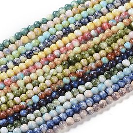 Baking Paint Glass Bead Strands, Round