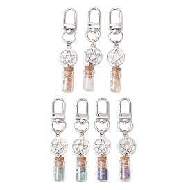 7 Чакра натуральный лазурит, амазонит, аметист, цитрин, зеленый авантюрин, розовый кварц и красный авантюрин в стеклянных бутылках желаний подвесные украшения, с поворотными застежками сплава