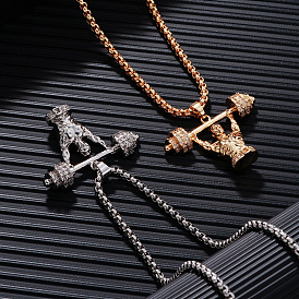 Крутой хип-хоп уличная мода латунный кристалл горный хрусталь штанга человек подвеска коробка цепь ожерелья