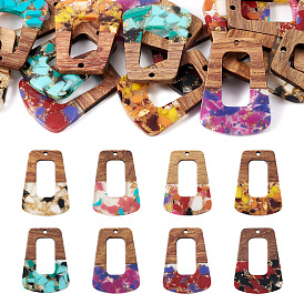 16 шт 8 цвета прозрачные подвески из смолы и ореха, золотой фольгой, трапециевидные подвески