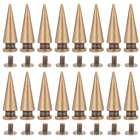 30Pcs Alloy Spikes Screwback Studs, with Screw, for DIY Craft Cool Rivets Punk, Cone