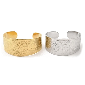 304 Stainless Steel Textured Wide Cuff Bangles for Women