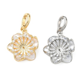 Подвески из латуни с микропаве, кубическим цирконием и эмалью, с креплением на штифтах., цветок, для полуразрушенной бусины