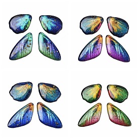 4шт. подвески в виде крыльев бабочки из прозрачной эпоксидной смолы, с золотой фольгой и блестками