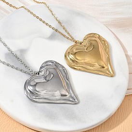 Valentinstag 304 Halsketten mit Anhänger aus strukturiertem Edelstahl, Herz