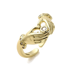 Open Brass with Cubic Zirconia Rings, Hand