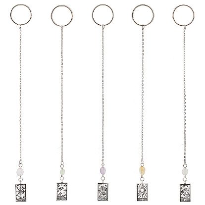 Тибетский стиль сплава кулон украшение, с железными находками и крошками драгоценных камней, прямоугольник с рисунком таро