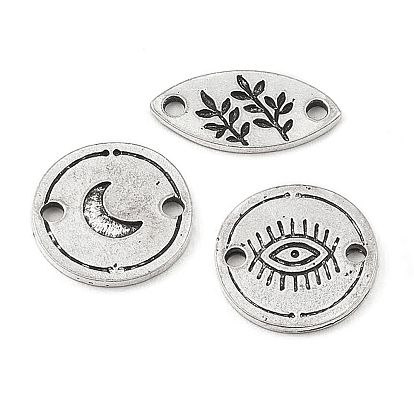 Tibetan Style Alloy Connector Charms, Moon/Eye/Leaf Pattern Link
