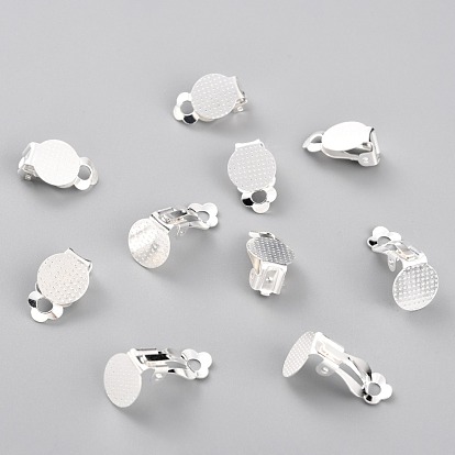 304 Stainless Steel Clip-on Earring Findings, with Round Flat Pad