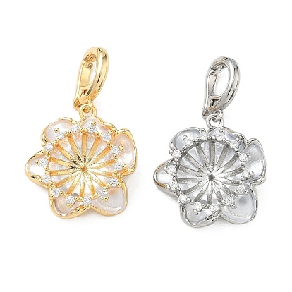 Подвески из латуни с микропаве, кубическим цирконием и эмалью, с креплением на штифтах., цветок, для полуразрушенной бусины
