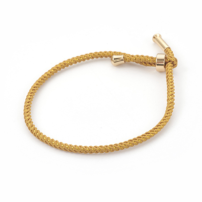 Couple Adjustable Nylon Cord Bracelets, Bolo Bracelets, Slider Bracelets, Box Chains, with Brass Findings, Long-Lasting Plated