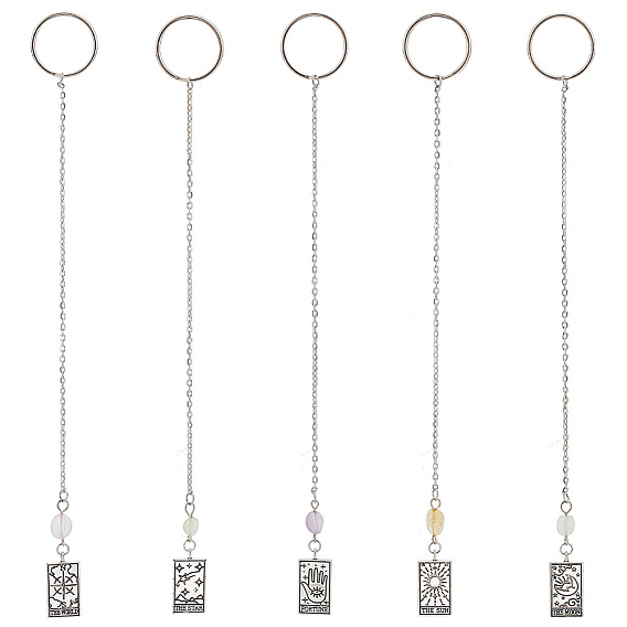 Тибетский стиль сплава кулон украшение, с железными находками и крошками драгоценных камней, прямоугольник с рисунком таро