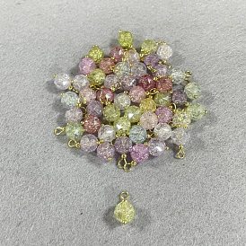 50 piezas de colgantes de vidrio, encantos redondos, con 304 fornituras de acero inoxidable, dorado
