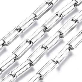304 Stainless Steel Rectangle Cable Chains, with Spool, Unwelded