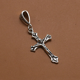 Cross Pendant Necklace with Rhinestones for Men, Hip-hop Style Jewelry.