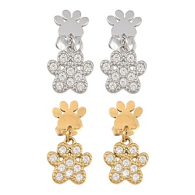 316l Pendientes colgantes de acero inoxidable quirúrgico con micro circonitas cúbicas para mujer, impresión de la pata