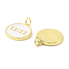 Латунь эмаль подвески, плоский круглый с 11:11 подвеской, долговечный, без кадмия и без свинца, стойки покрытие, реальный 18 k позолоченный