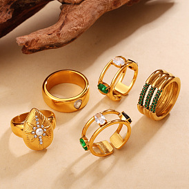 304 Stainless Steel Rhinestone Rings for Unisex