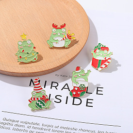 Broche de aleación de mini rana de dibujos animados, regalo de Navidad, insignia de gota de aceite animal