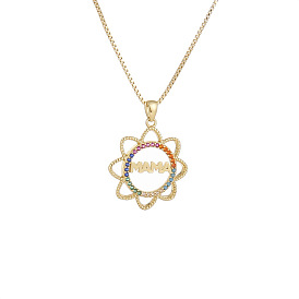 Sparkling Sunflower Necklace with Micro Inlaid Zircon and Colorful CZ for Women - 18k Gold Plated, Perfect Gift for MOM