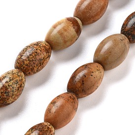 Natural Picture Jasper Beads Strands, Rice