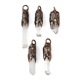 Подвески из натуральных кристаллов кварца, Кулоны в виде самородков горного хрусталя с латунными застежками-крабиками