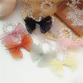 Pearl Hair Tie with Bow - Elegant Hair Accessory for Girls and Women