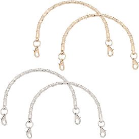 4Pcs 2 Colors Iron Bag Handle, with Lobster Clasps, Half Round, for Bag Accessories, Light Gold & Platinum