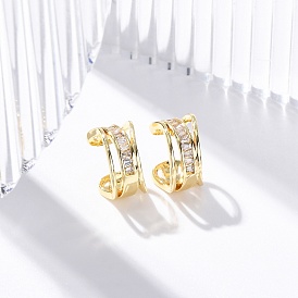 Серьги-манжеты из латуни с микропаве из прозрачного кубического циркония, без свинца и без кадмия, многослойный