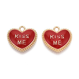 Подвески из сплава с эмалью ко дню святого валентина, сердце прелести, золотые, без кадмия, без никеля и без свинца