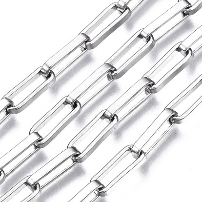 304 Stainless Steel Rectangle Cable Chains, with Spool, Unwelded