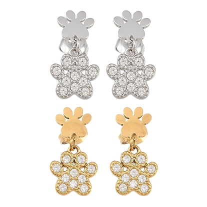 316l Pendientes colgantes de acero inoxidable quirúrgico con micro circonitas cúbicas para mujer, impresión de la pata