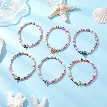 Браслеты ручной работы из полимерной глины хейши и синтетической бирюзы с морскими звездами для женщин