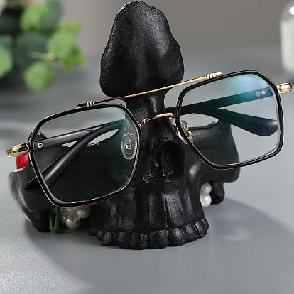 Skull Resin Eyeglass Holder with Tray, Home Decorations