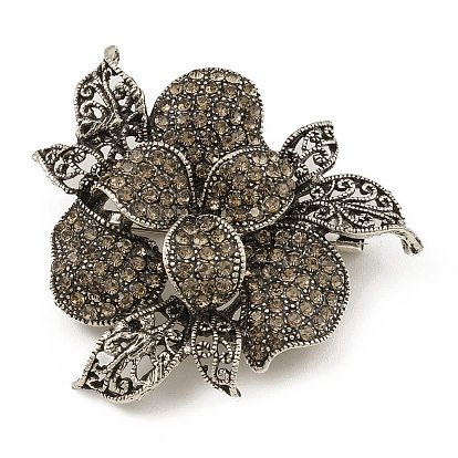 Alloy Rhinestone Brooch Pins,  Flower Badge for Clothes Backpack