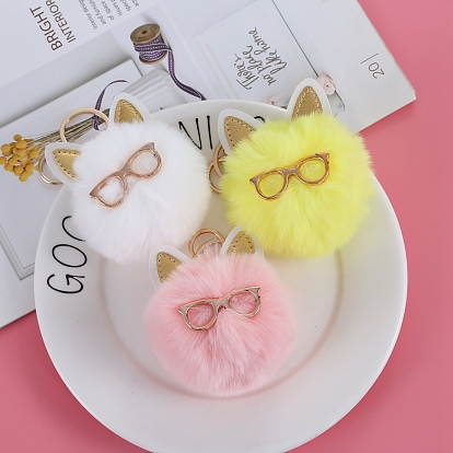 Женский брелок с пушистым помпоном в виде кошки, Подвеска-подвеска в виде автомобиля из искусственного меха кролика