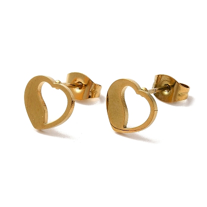 Вакуумное покрытие pvd 304 серьги-гвоздики из нержавеющей стали, полые сердца