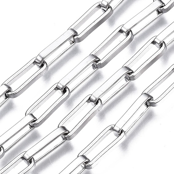 304 Stainless Steel Rectangle Cable Chains, with Spool, Unwelded