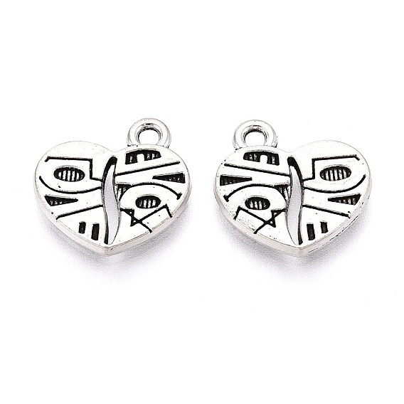 Сплавочные подвески тибетского стиля, сердце, без кадмия и без свинца