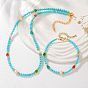 Комплекты браслетов и ожерелий из круглой синтетической бирюзы, натурального красного агата и пресноводного жемчуга для женщин