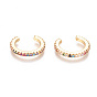 Golden Plated Brass Micro Pave Cubic Zirconia Cuff Earrings, Long-Lasting Plated