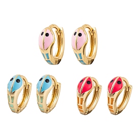 Snake Brass Enamel Hoop Earrings for Women, Real 18K Gold Plated