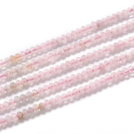 Perlas naturales morganita hebras, degradado de color, facetados, plano y redondo