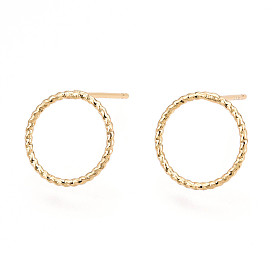 Латунь серьги, без никеля , текстурированное кольцо