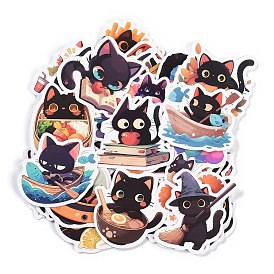 50Pcs Cartoon Cat Paper Self-Adhesive Picture Stickers, for Water Bottles, Laptop, Luggage, Cup, Computer, Mobile Phone, Skateboard, Guitar Stickers Decor