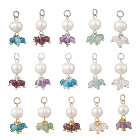 Подвески из натурального зеленого авантюрина, граната, аметиста, розового кварца, апатита, ограненные круглые и картофельные жемчужины, подвески-кисточки с бусинами и 304 соединительными кольцами из нержавеющей стали, разноцветные