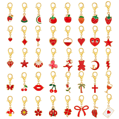 40Pcs Alloy Enamel Shoes Charms, with Alloy Lobster Claw Clasps, Mixed Shapes, Light Gold